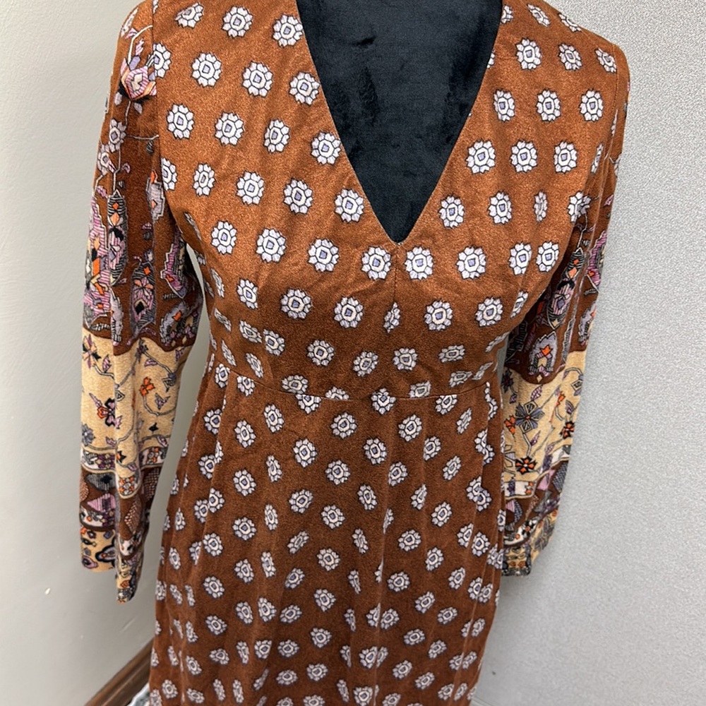 Vintage 70s Handmade maxi dress with Gallery div. Couleur International fabric.